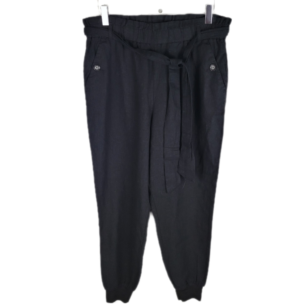 DYNAMITE | Sacha high waist linen blend tie waist jogger pants